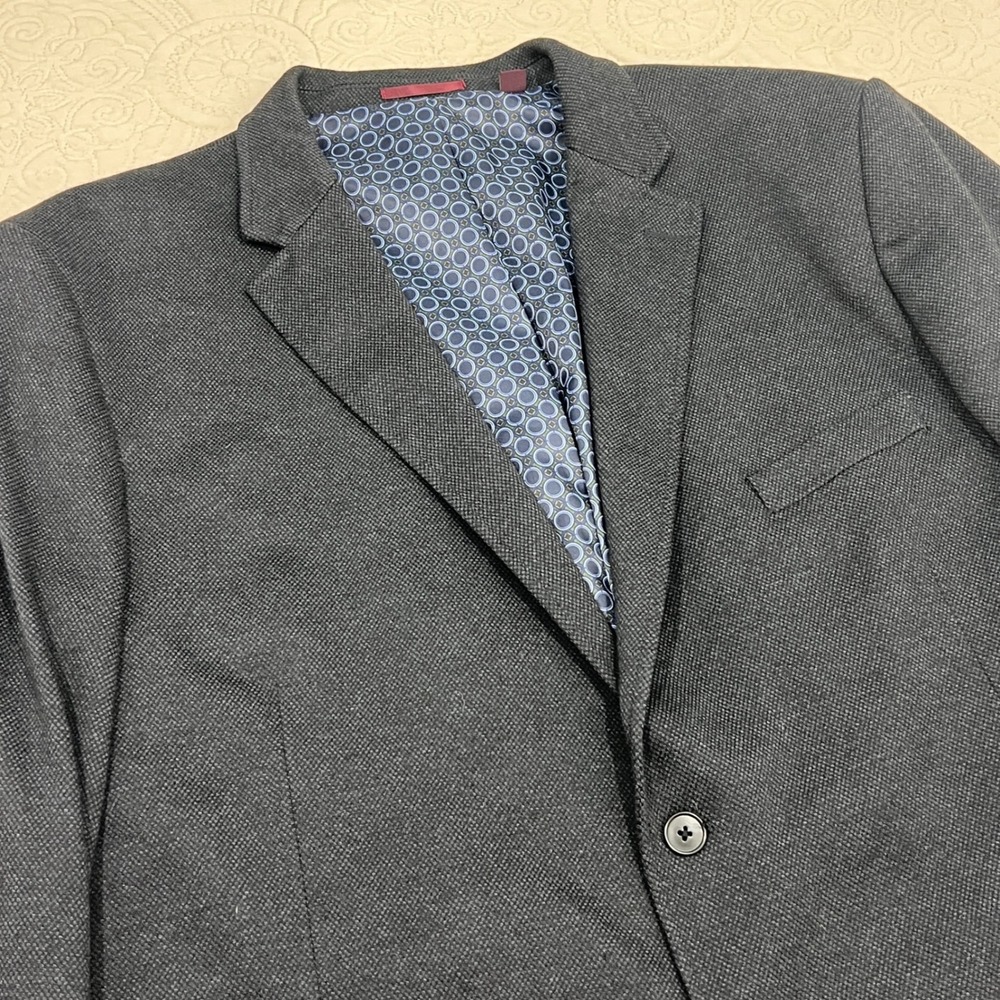 Johnston & Murphy Mens XXL Charcoal Gray Textured Knit Blazer Sport Coat